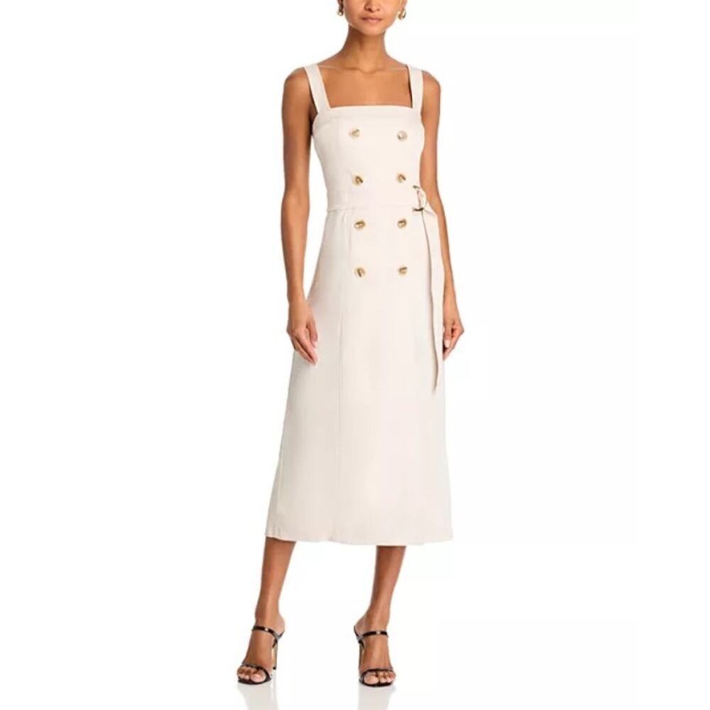 NWT Ramy Brook Lyla Belted Button Midi Dress Women's Sandstone Size 10